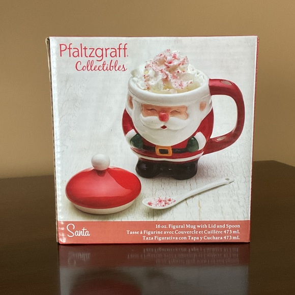 🆕 Pfaltzgraff Collectible Santa 16 oz Mug with Lid and Spoon - Picture 5 of 8